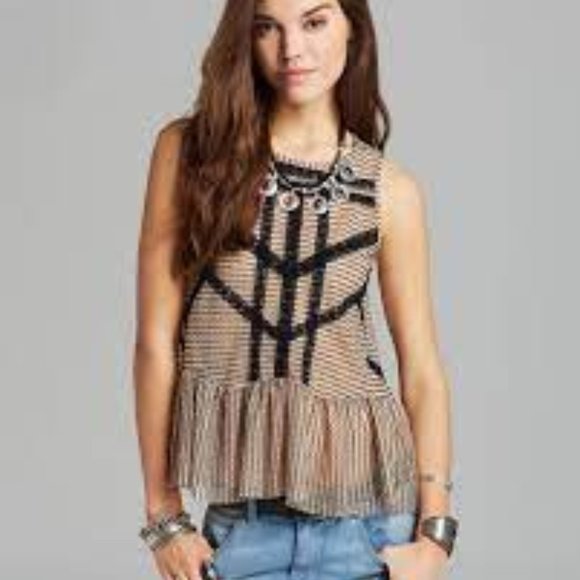 Free People Tops - Free People lace Peplum Tank top!